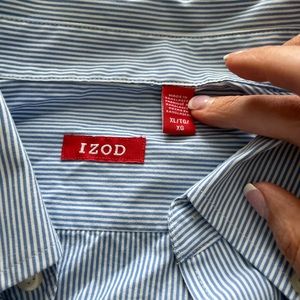 IZOD Smooth Cotton Button Front LS Shirt XL